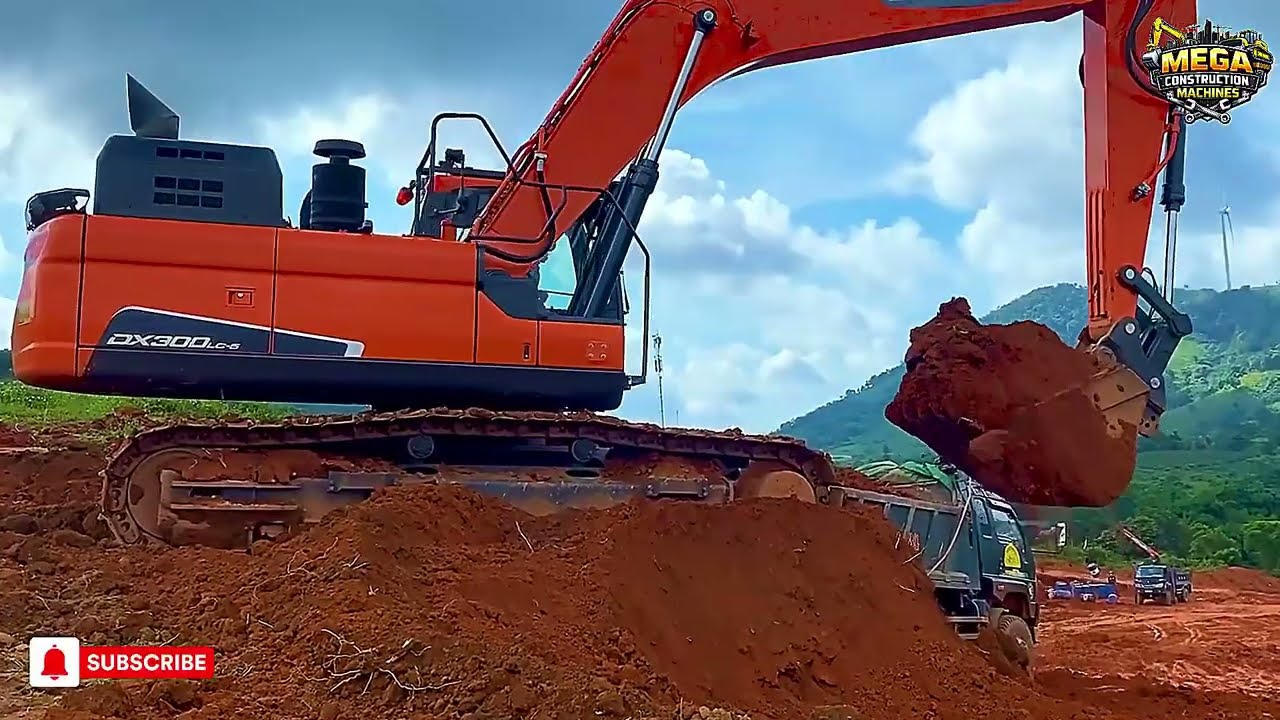 Monster Doosan DX300 Excavator Loading Trucks Nonstop! 🔥