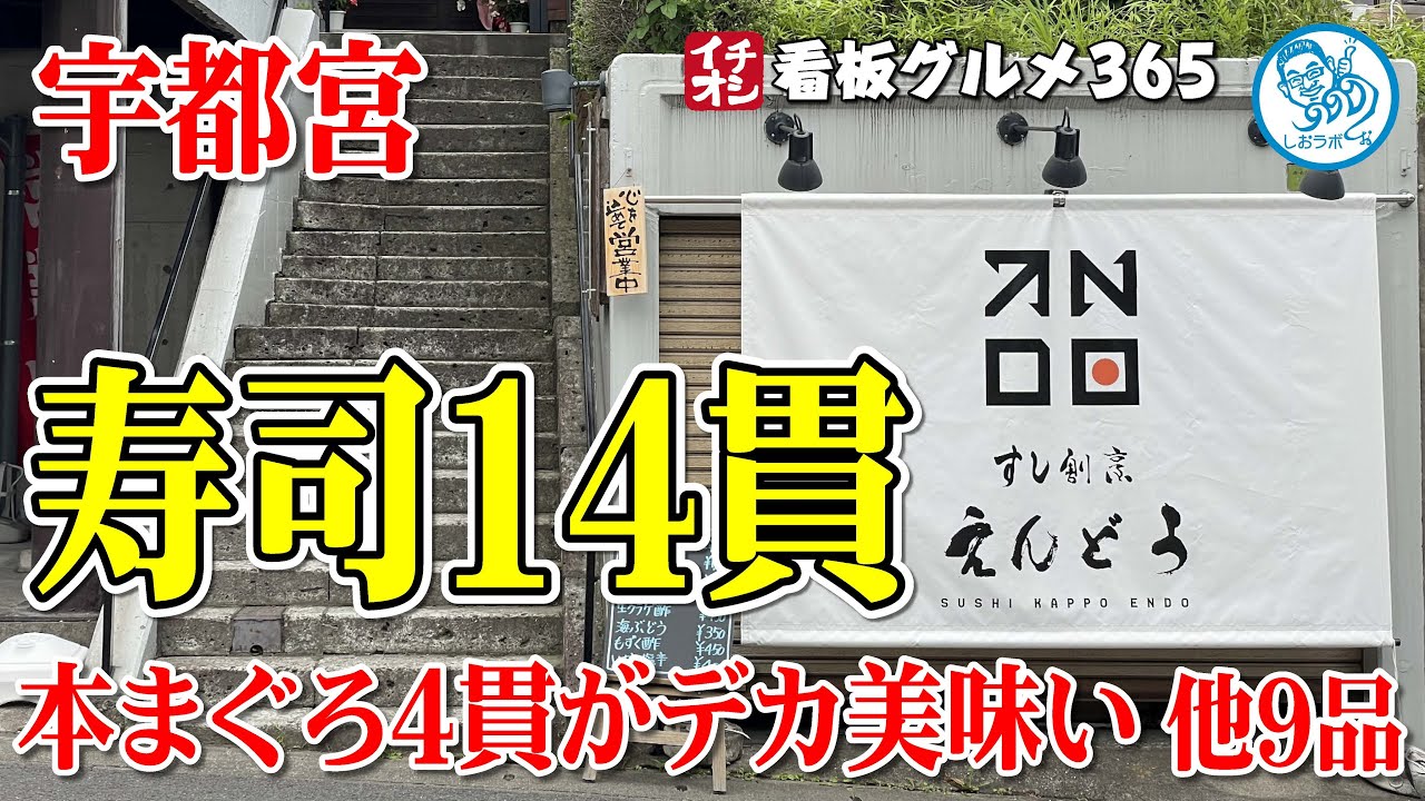 【栃木グルメ】本まぐろ４種にぎりがデカ美味かった 他９品紹介 すし割烹えんどう 宇都宮  イチオシ看板グルメ３６５（飲食店応援１０７１本目動画）