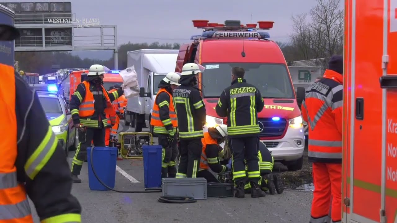 Sperrung: Schwerer Lkw-Unfall blockiert die A2 bei Bielefeld