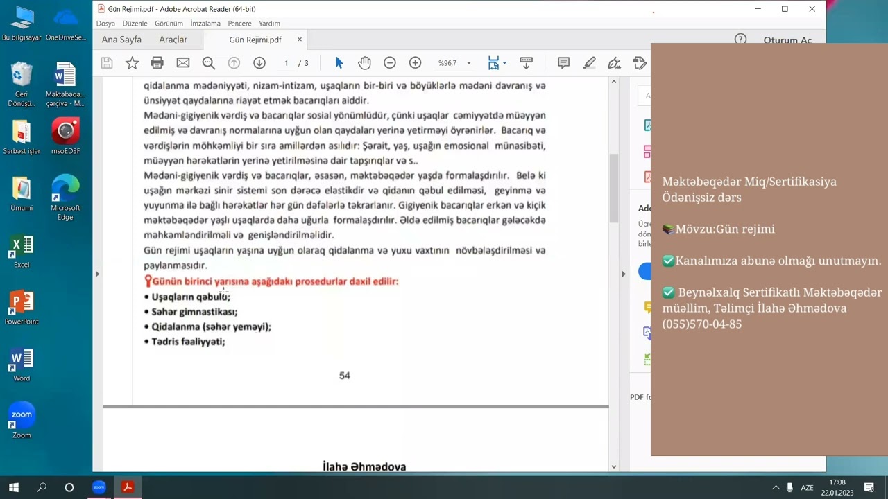 #Məktəbəqədər #miq#Sertifikasiya #ödənişsizdərs-Gün rejimi