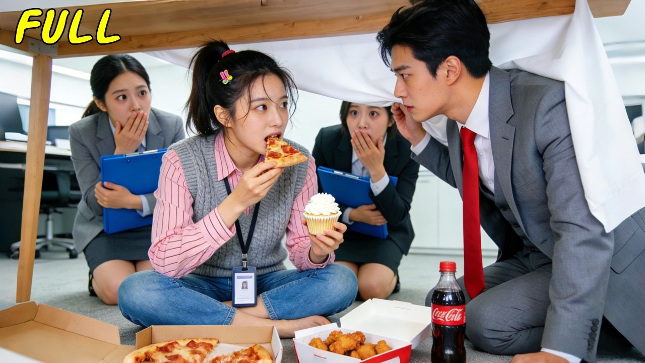 Todos elegantes para el CEO,menos la becaria bajo la mesa con pizza…¡Su corazón se derritió al verla