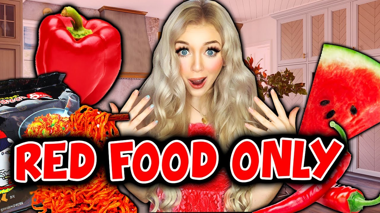 I ONLY ate Red Food for 24 Hours Challenge!!!