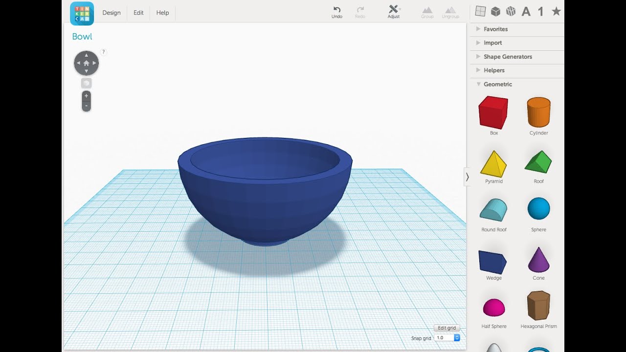 Tinkercad Tutorial -- A Simple Bowl