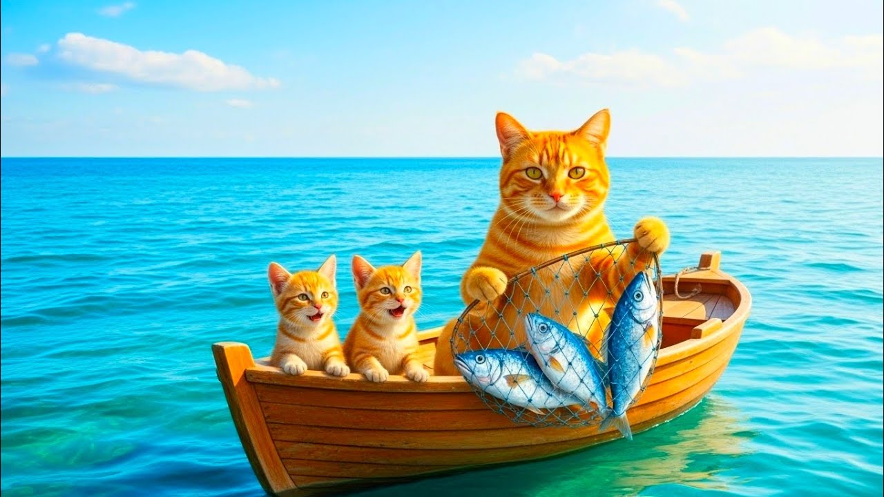 Mama Cat Trim Fur On The Farm and Makes Tiger Hat For Kittens At Home 