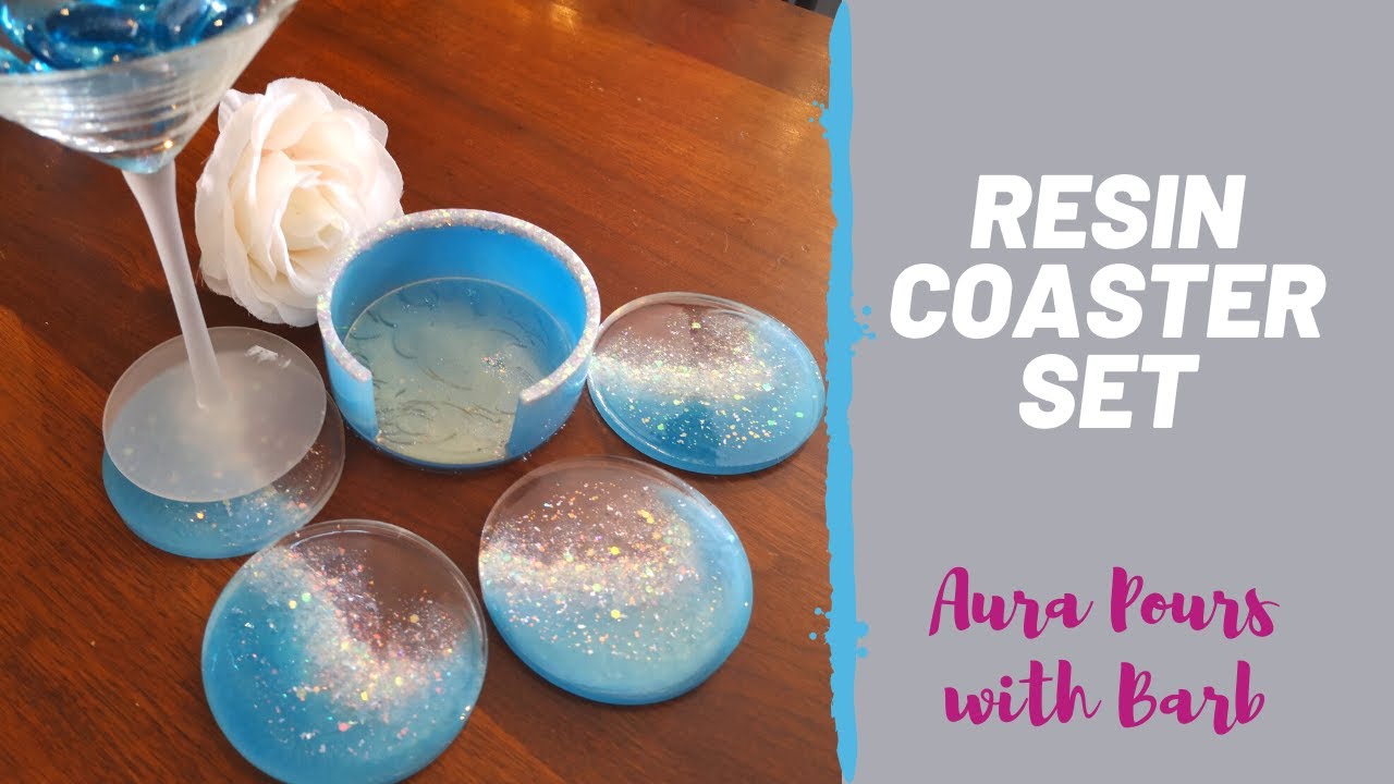 AURA 141 - Resin Coaster Set with Holder