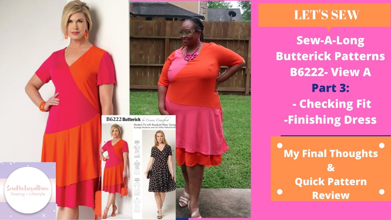 [393]Let's Sew|Part 3||Butterick 6222|Checking Fit, Finalizing The Dress and A Pattern Review