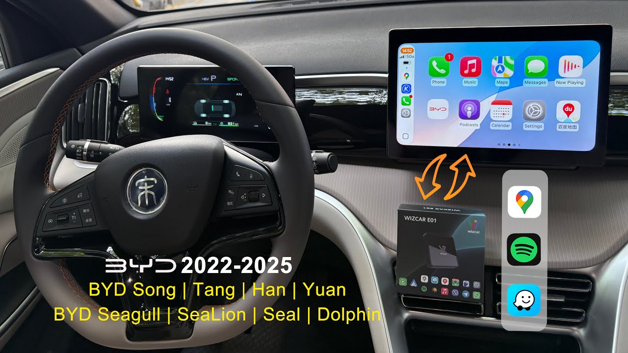 BYD Song Plus Tang Yuan Pro Google Waze Maps Spotify Apple CarPlay For BYD 2022-2025 | WIZCAR E01