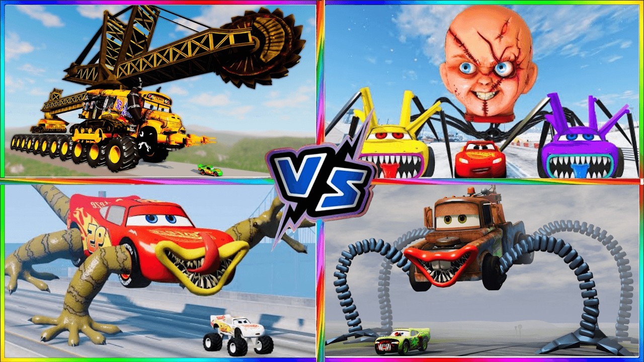 The Battle of the Giant Machines 💢Giant Mutants 🚁 Tiles Hop EDM Rush 🎶 🆚Lightning McQueen