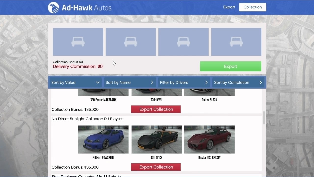 GTA 5 - Import/Export - Complete collection of Export Collections