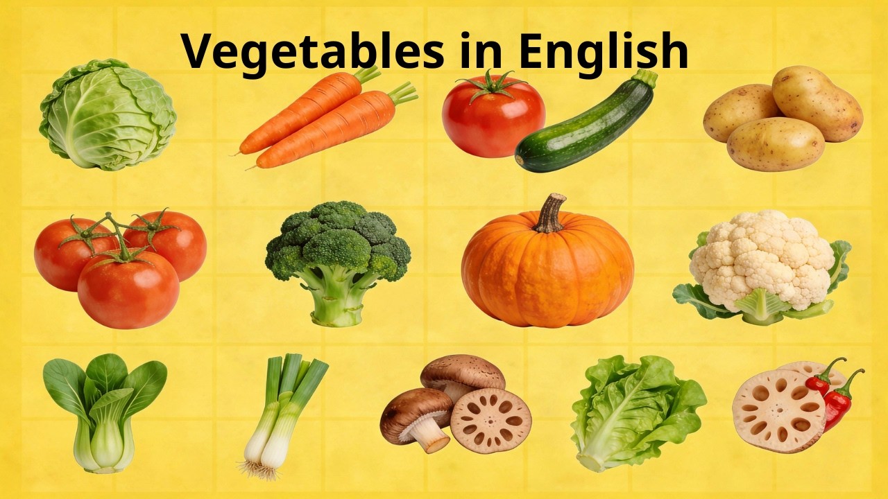 Learn Vegetables Vocabulary in English | 20 Common Vegetables for Beginners