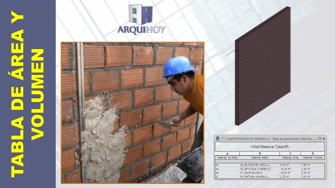 REVIT CUANTIFICAR MATERIALES DE MUROS
