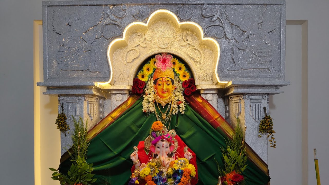 Ganpati Decoration § Ekvira Aai Theme § एकविरा आई गाभारा § Gharguti Ganesh Decoration §