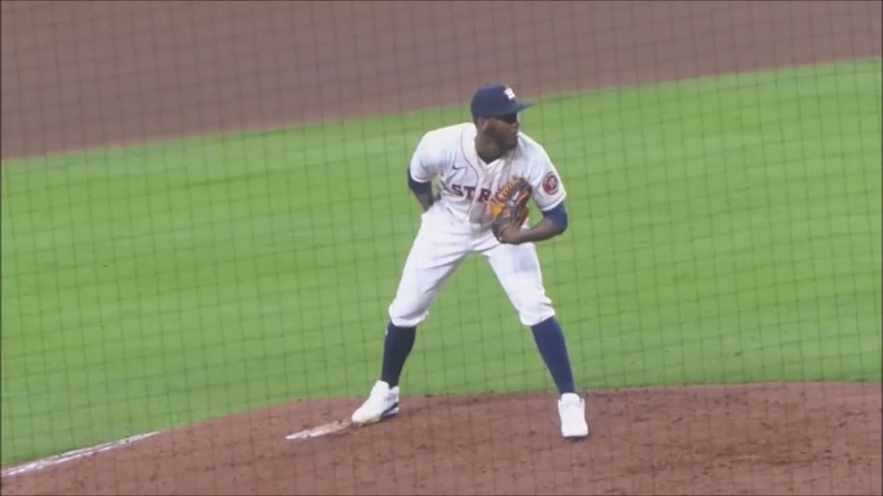 Enoli Paredes  pitching...2021 Home Opener...Astros vs. A's...4/8/21