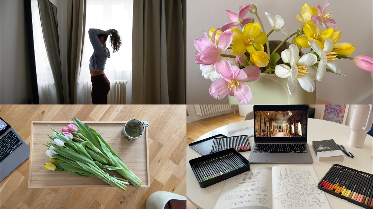 productive winter diaries | keeping up with excercise, lots of matcha latte & getting flowers