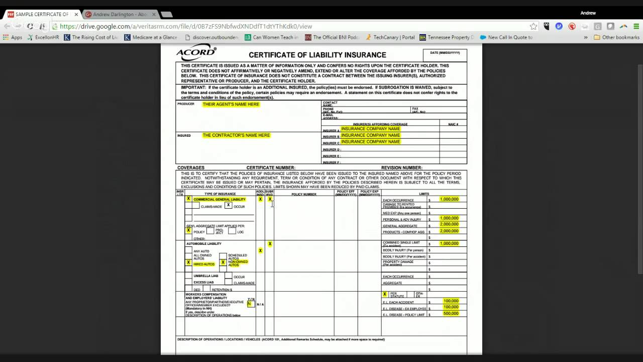 Top 5 Items to Verify when getting Certificates of Insurance from Subcontractors - Certificates 101