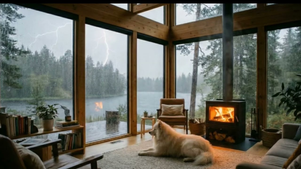 폭우 오는 날, 세상에서 가장 따뜻한 유리 별장 ASMR (The World's Coziest Glass Cabin ASMR on a Heavy Rainy Day)