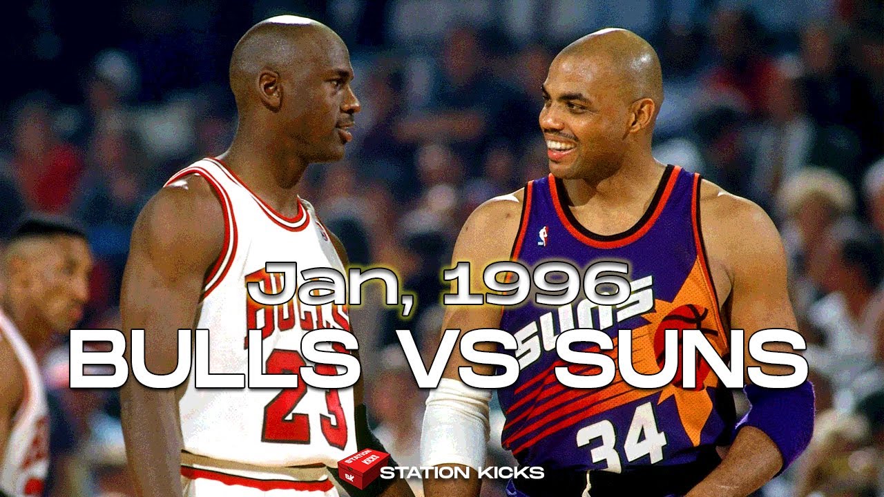 BULLS VS SUNS January 1996 Highlights - Game Of The Week - 50 fps