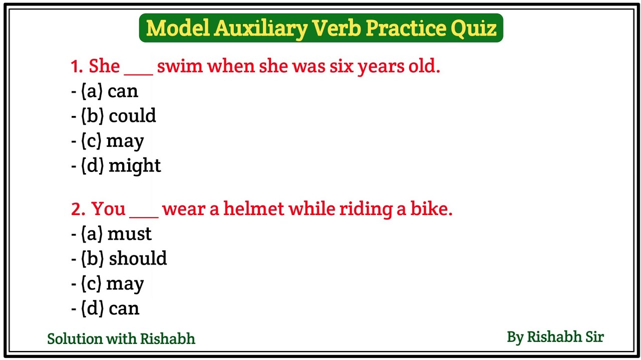 Modal Auxiliary Verbs practice set | Modal Auxiliary verbs quiz | Auxiliary verbs quiz for all exams