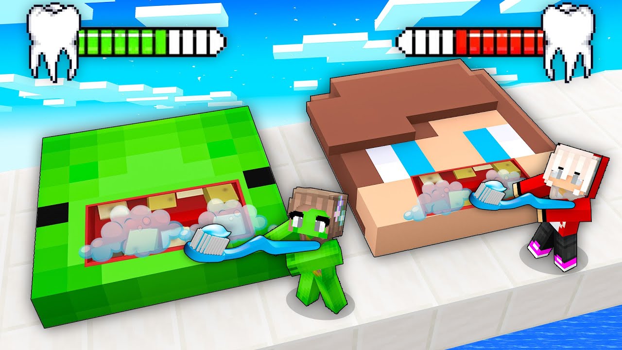 JJ vs Mikey Family Teeth Race 3D Runner - Maizen Minecraft Animation