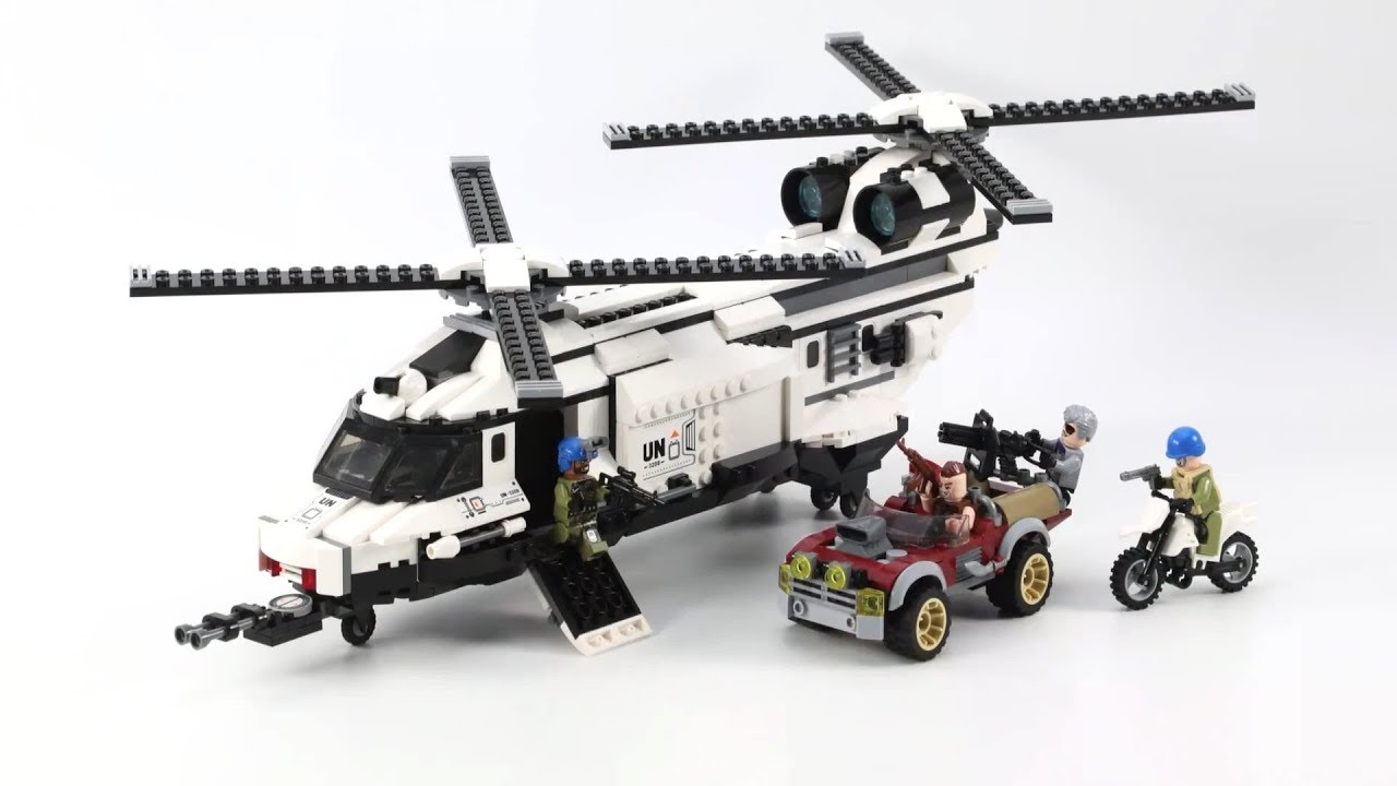 Lego China Enlighten 3208 Military War Double Paddle Helicopter Thunder Army - MengBrick Build