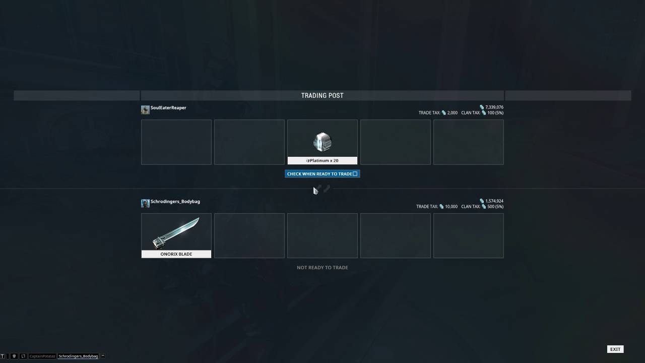 Warframe trading in two onorix blade's