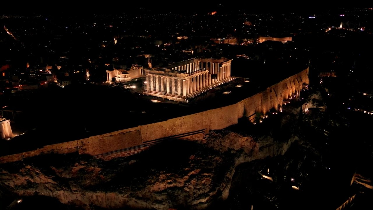 The Parthenon Cinematic Drone Film 4k / Acropolis at Night - Athens