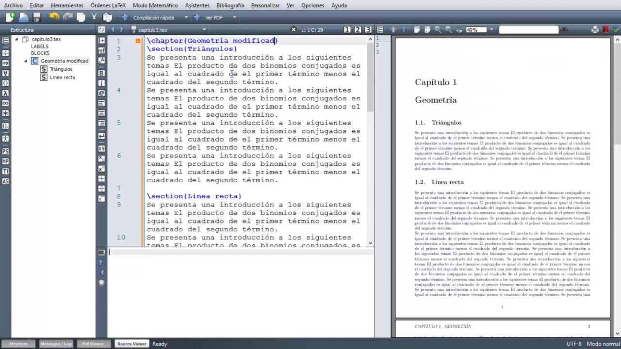 LaTeX texmaker Tutorial 12| Dividir documentos grandes. Elementos básicos de una Tesis- español 1/n