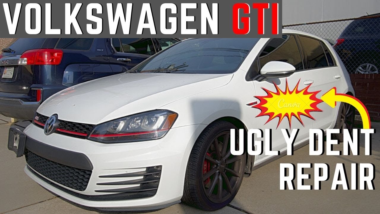 Dent Repair On Volkswagen GTI Door Body Line | Very Ugly Dent (4K)