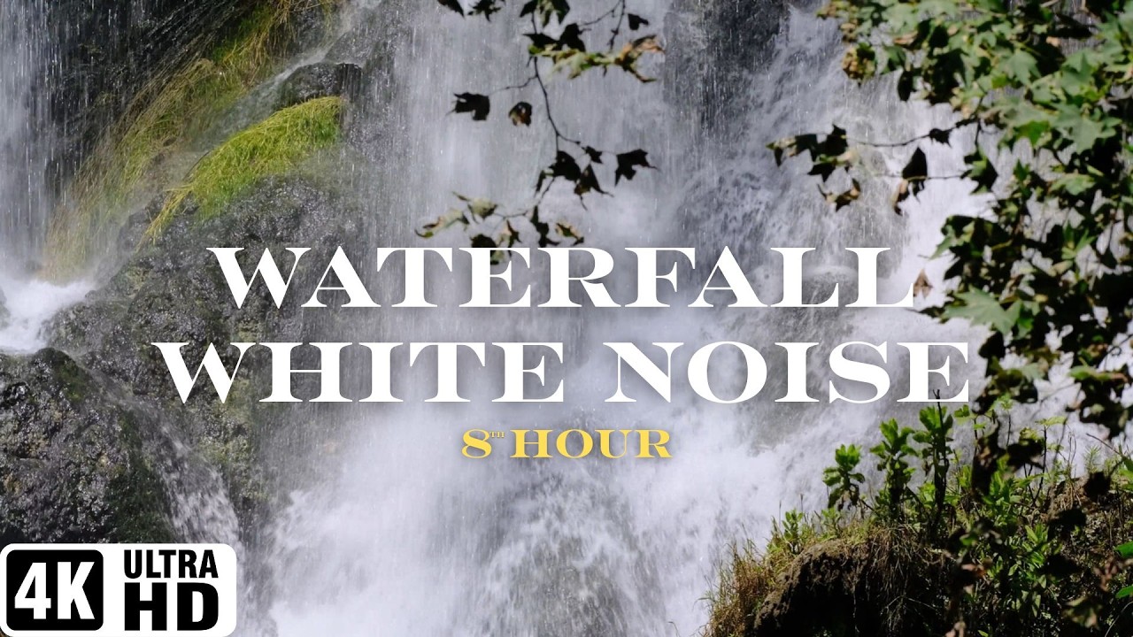 Waterfall Sounds White Noise 4K 🌿 8 Hours of Relaxing Forest Nature Sounds for Sleep & Deep Focus