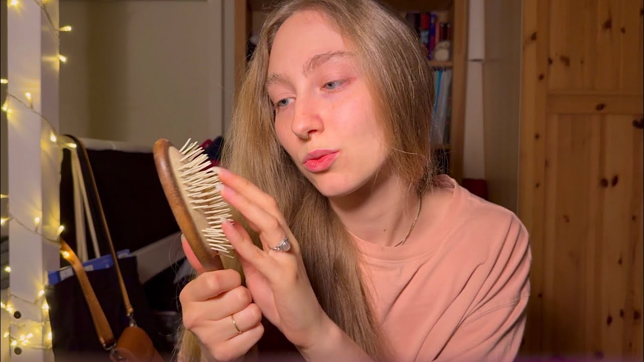 ASMR| Brushing my hair and yours🧸💕whispering, personal attention, brushing sounds 