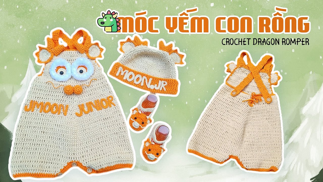 Bài 385: Crochet Dragon Romper | Móc yếm con Rồng cho bé | Bi Do Handmade