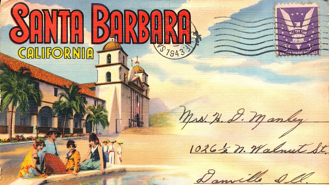 Santa Barbara, California - Antique Postcards - 1935