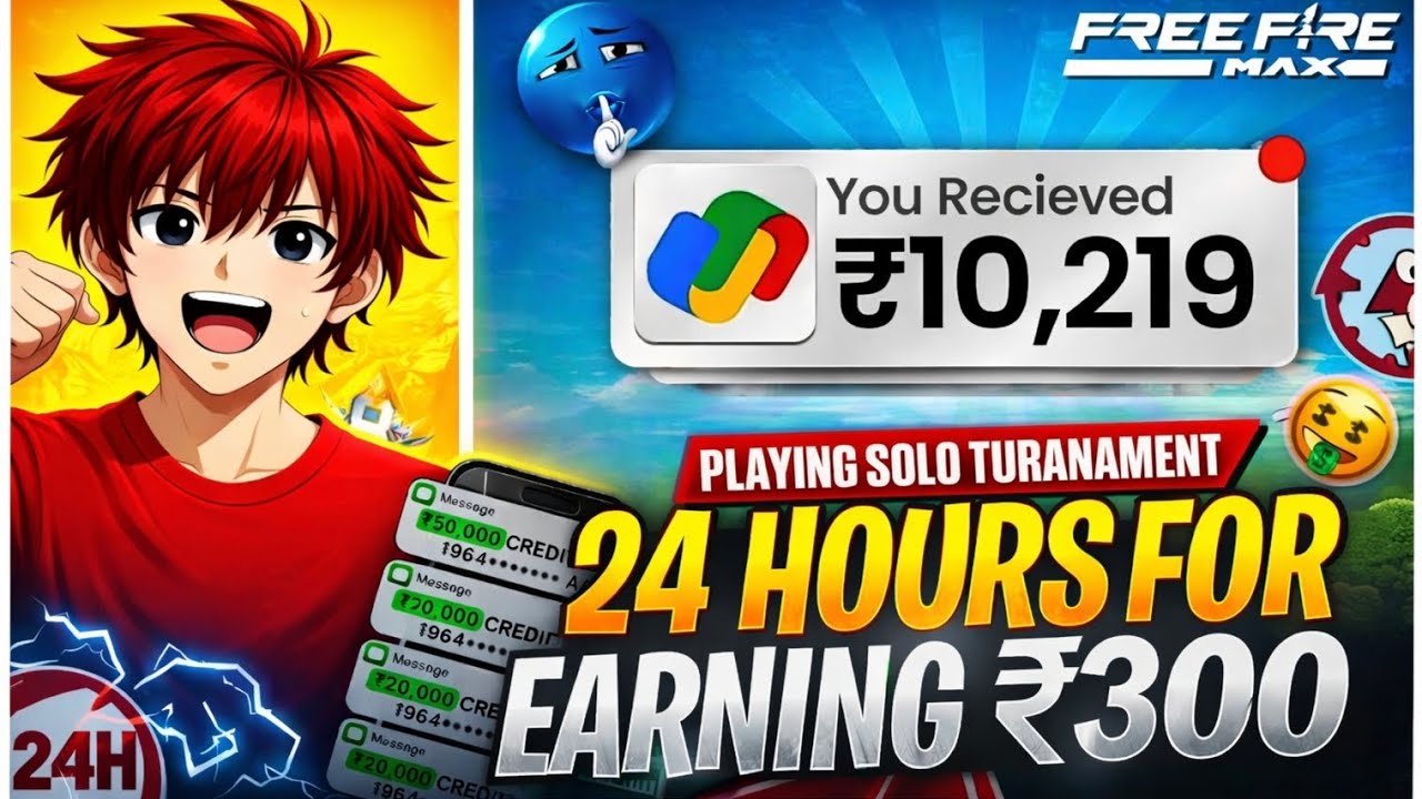 PLAYING 🎮SOLO TURNAMENT 🏆 FOR 24 HOURS ⏰EARNING 300💰 RUPEES CHALLENGE 🤫