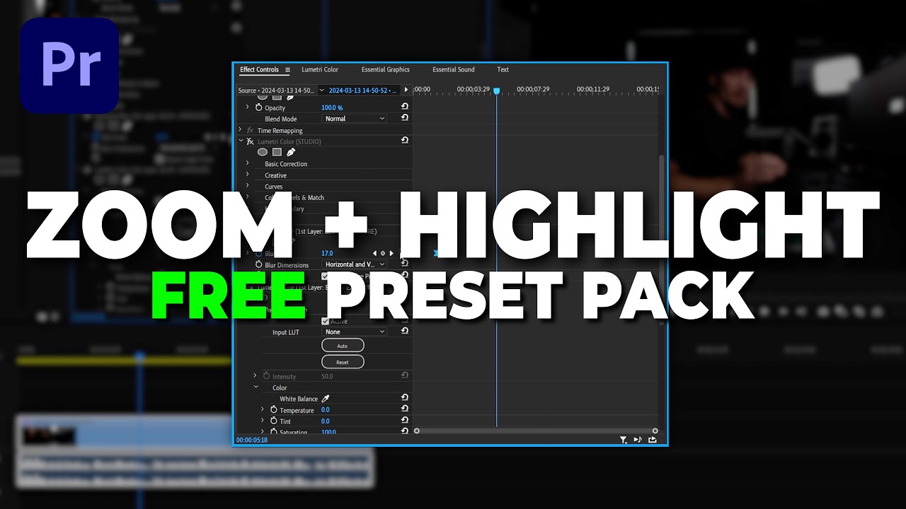 БЕСПЛАТНЫЙ набор настроек Zoom + Highlight для записи экрана в Premiere Pro