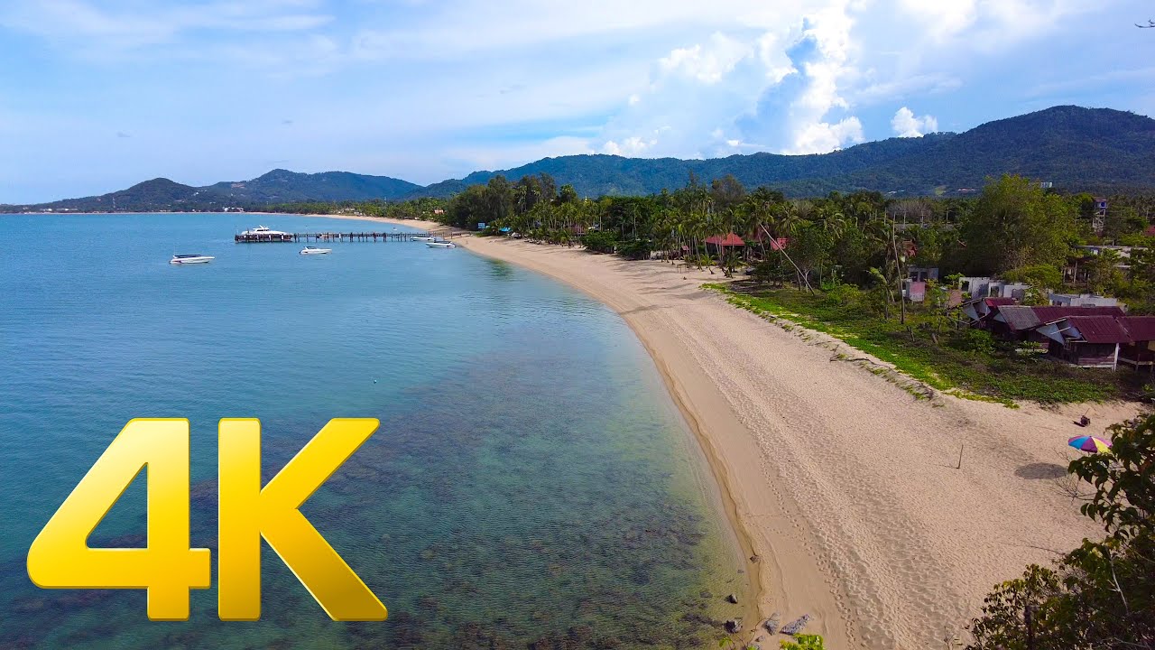 4K Walk - Koh Samui 2021 Maenam Beach - Lomprayah Pier | Virtual walking tour - Streets of Thailand