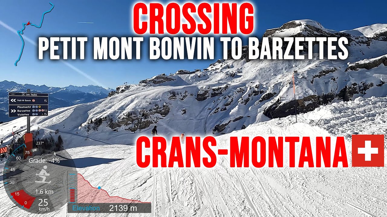 [4K] Skiing Crans-Montana, Crossing - Petit Mont Bonvin to Barzettes, Switzerland GoPro HERO10