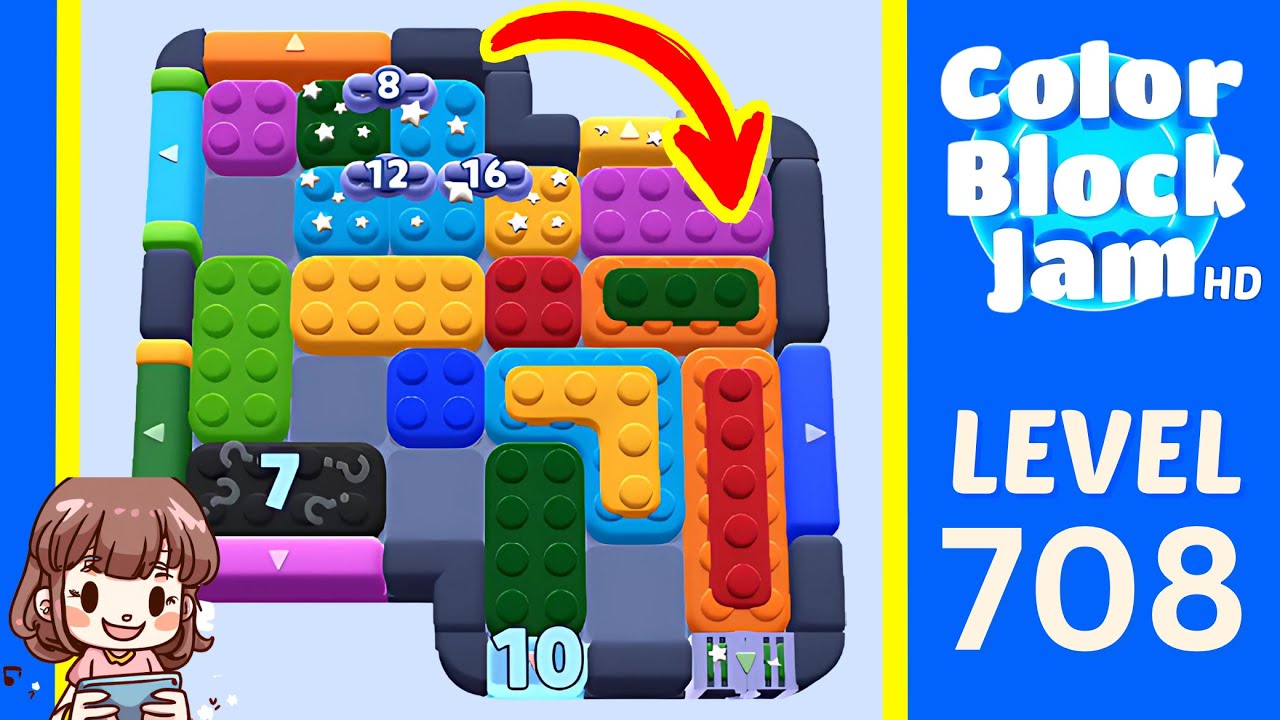 Color Block Jam Level 708 Solution Walkthrough