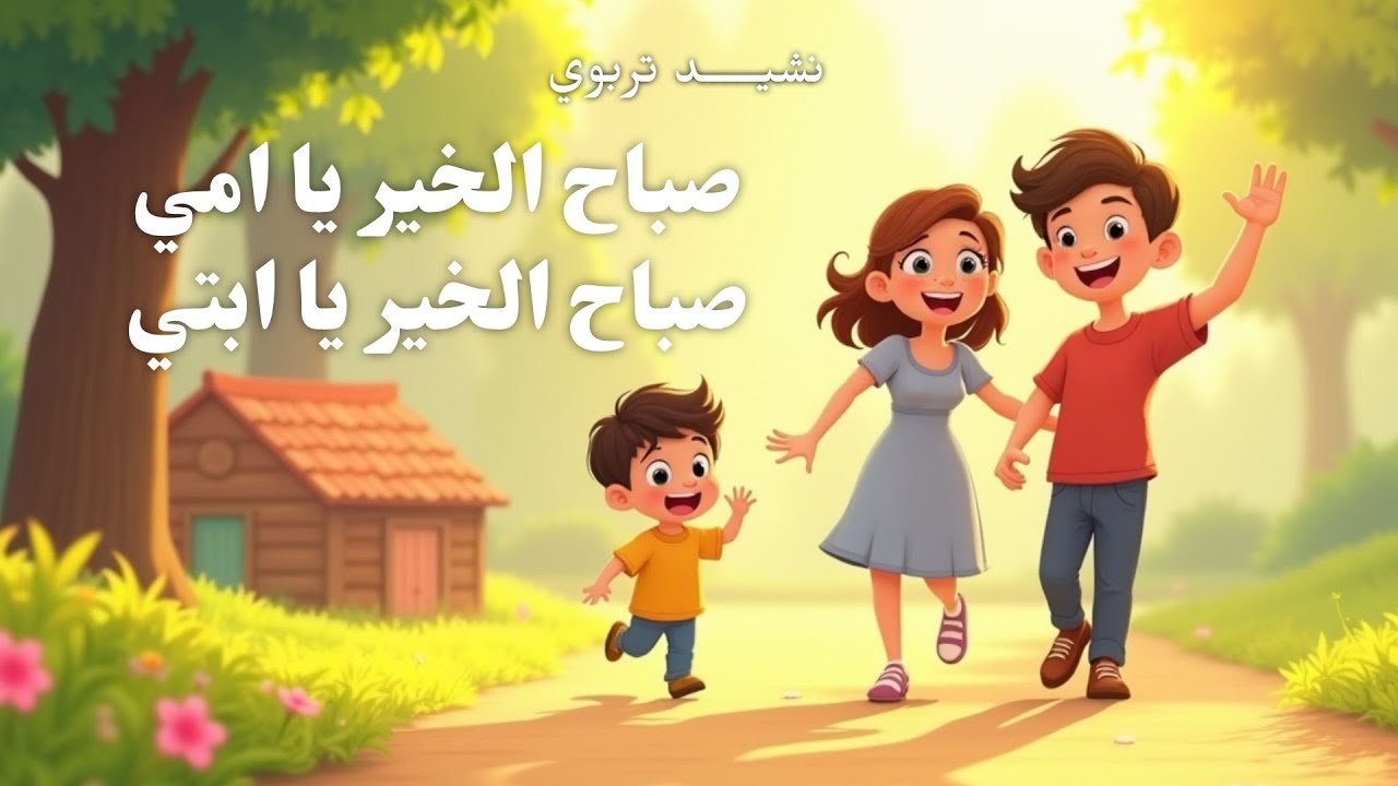 نشيد 🎵 صباح الخير يا امي صباح الخير يا ابتي ( مع الكلمات ) 🎵| الاطار عزير|