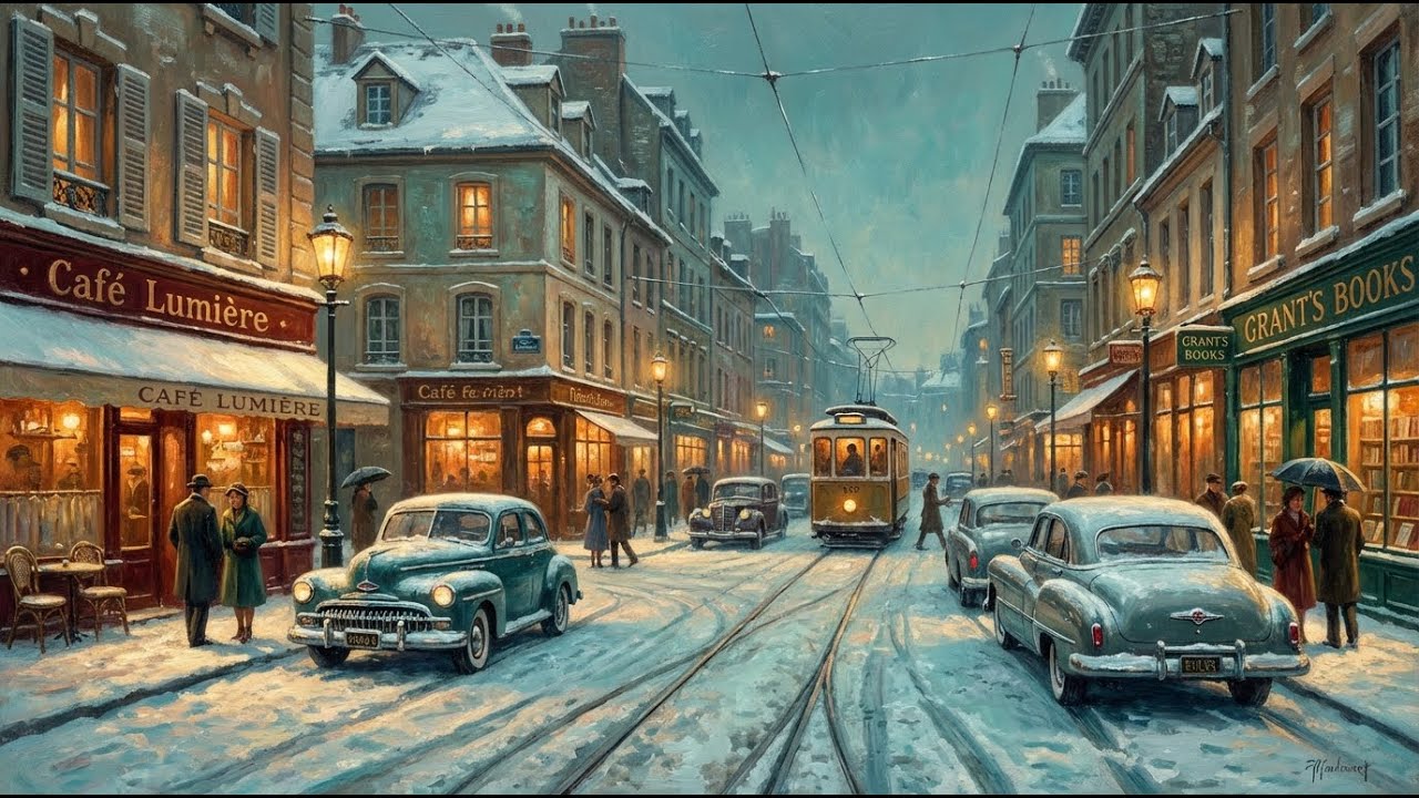 1950s Winter European Café ❄️ Golden Oldies & Vintage Love Songs | Sinatra, Elvis, Nat King Cole