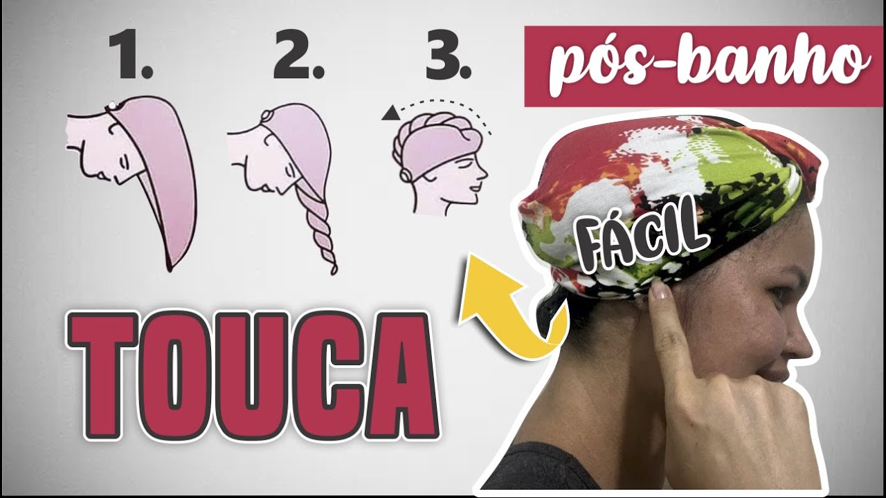 Touca Turbante P&oacute;s Banho | Passo a Passo | Molde F&aacute;cil