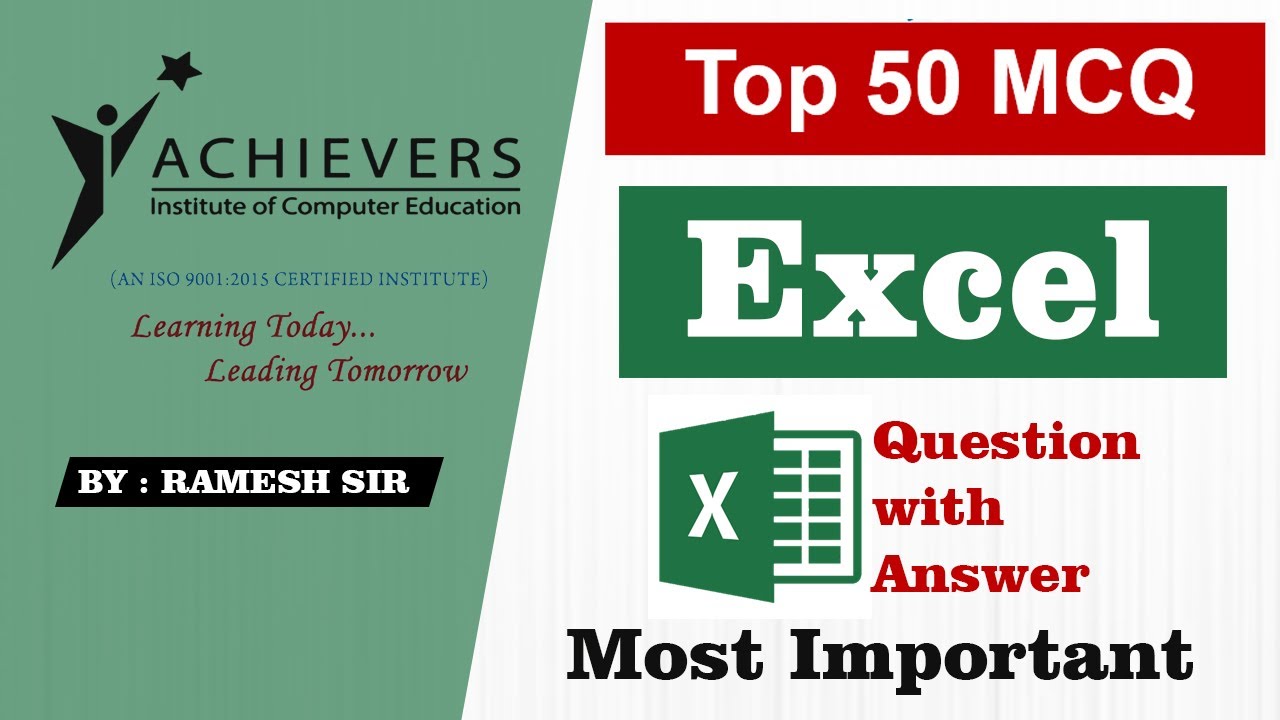 MS Excel MCQ with Answer | Achievers Institute | Excel
