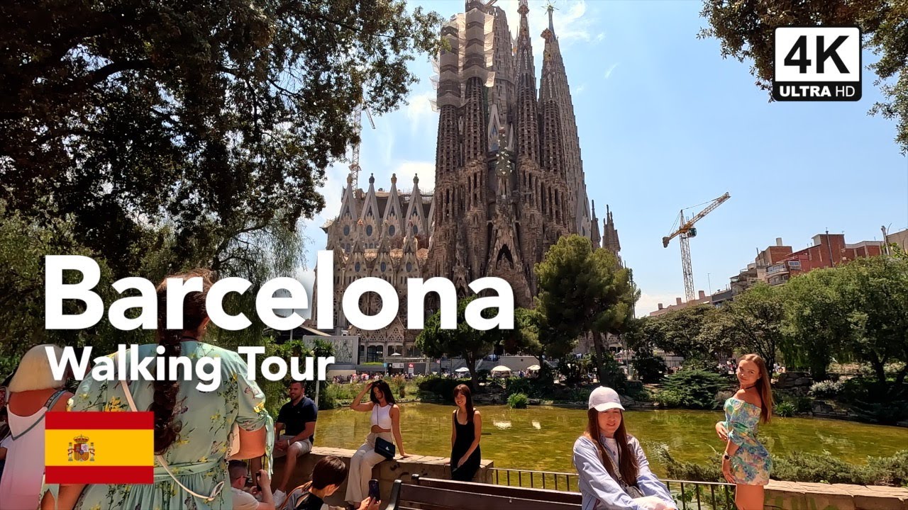 🇪🇸Barcelona, Spain City Walking Tour 4K - Plaça de Gaudí, Sagrada Familia, Casa Milà, Casa Batlló
