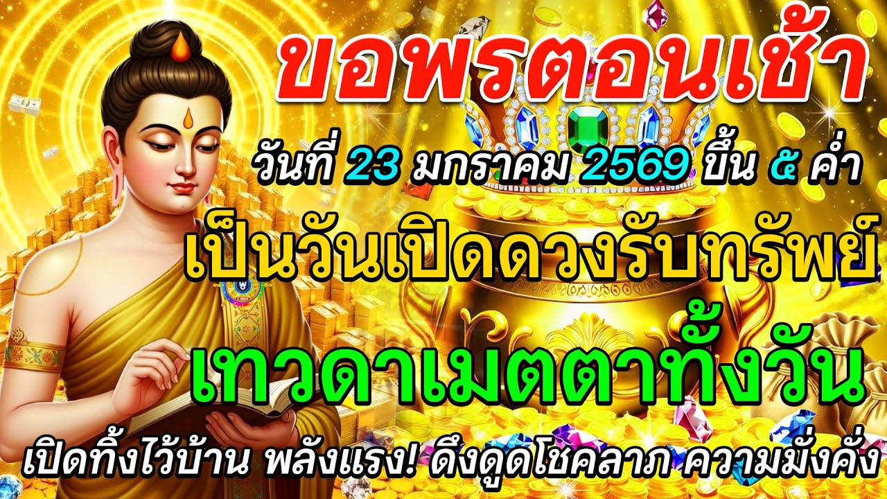 ขอพรตอนเช้า 23 มกราคม 2569 | ขึ้น 5 ค่ำ เปิดดวงรับทรัพย์ เทวดาเมตตาหนุนโชคทั้งวัน 🌅🙏✨