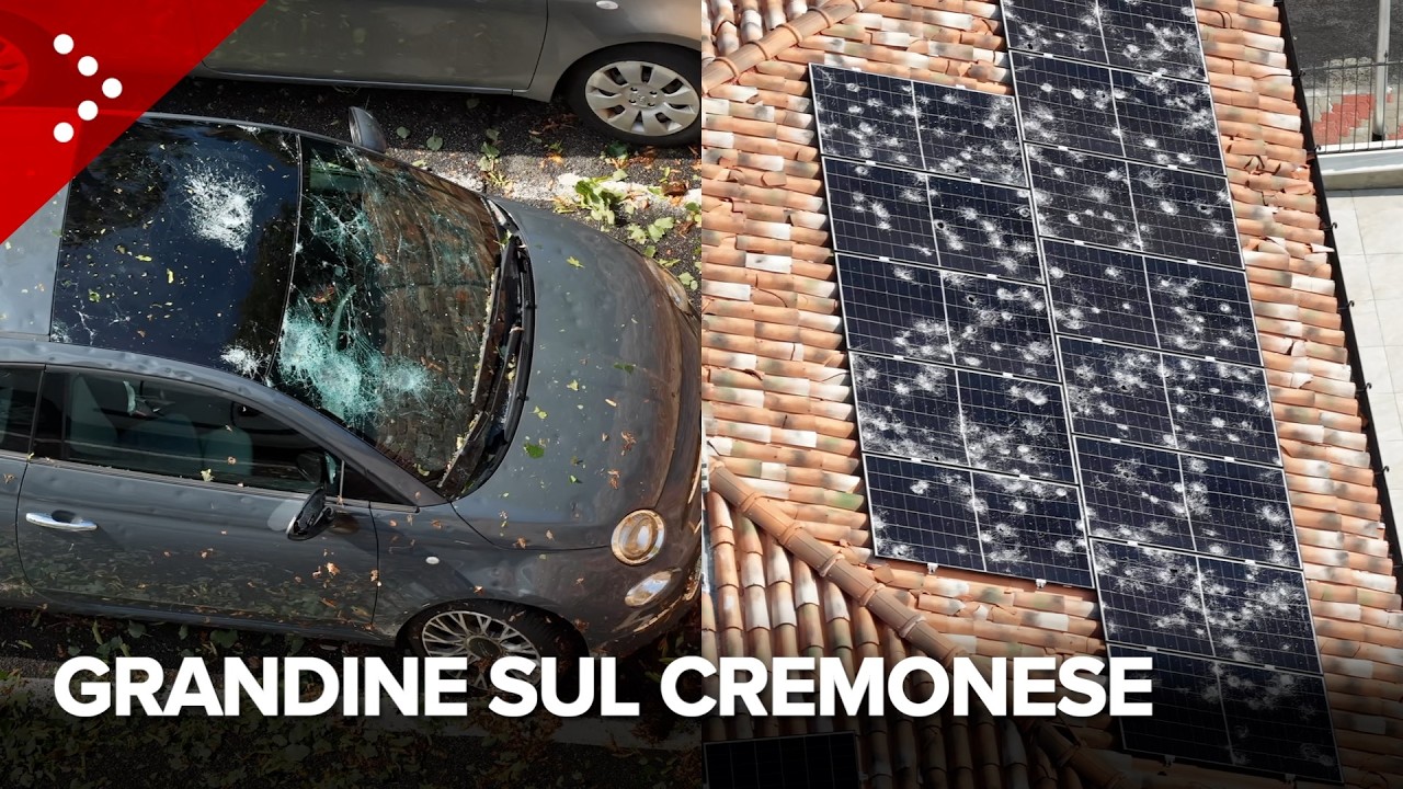 Grandine distruttiva sul cremonese: danni ad auto, tetti e pannelli solari. Residenti: 