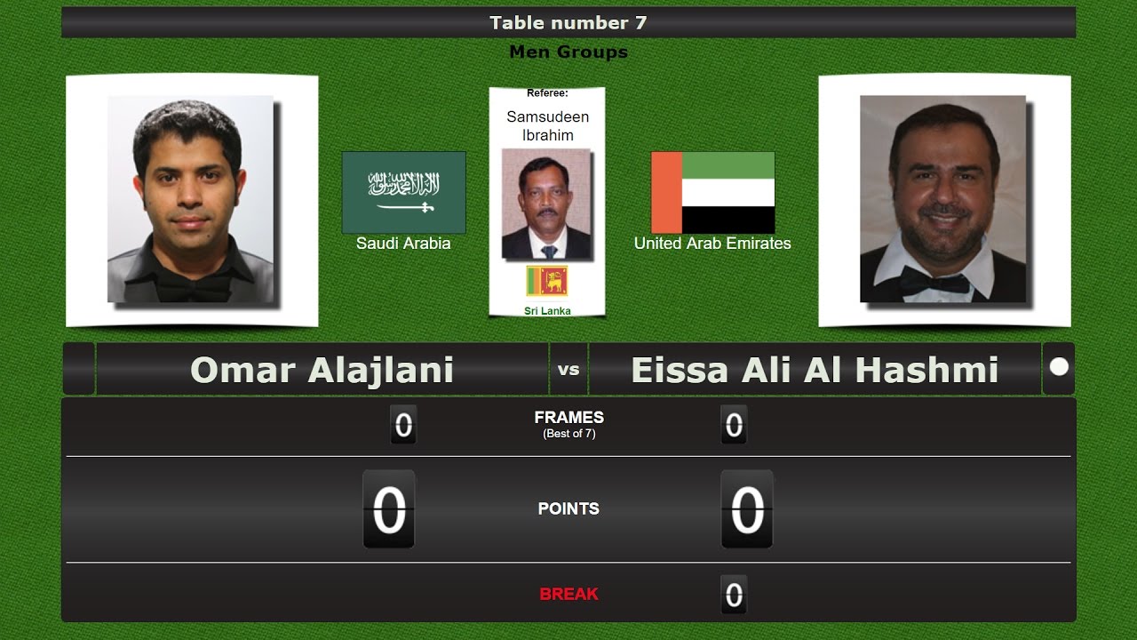 Snooker Men Groups : Omar Alajlani vs Eissa Ali Al Hashmi