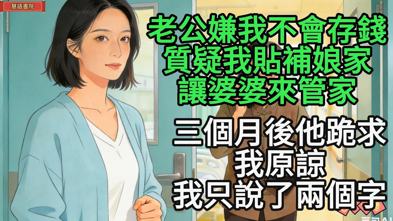 老公嫌我不會存錢，質疑我貼補娘家，讓婆婆來管家，三個月後他跪求我原諒.................！🌹#情感故事 #為人處世 #生活經驗 #情感 #婚姻  #故事