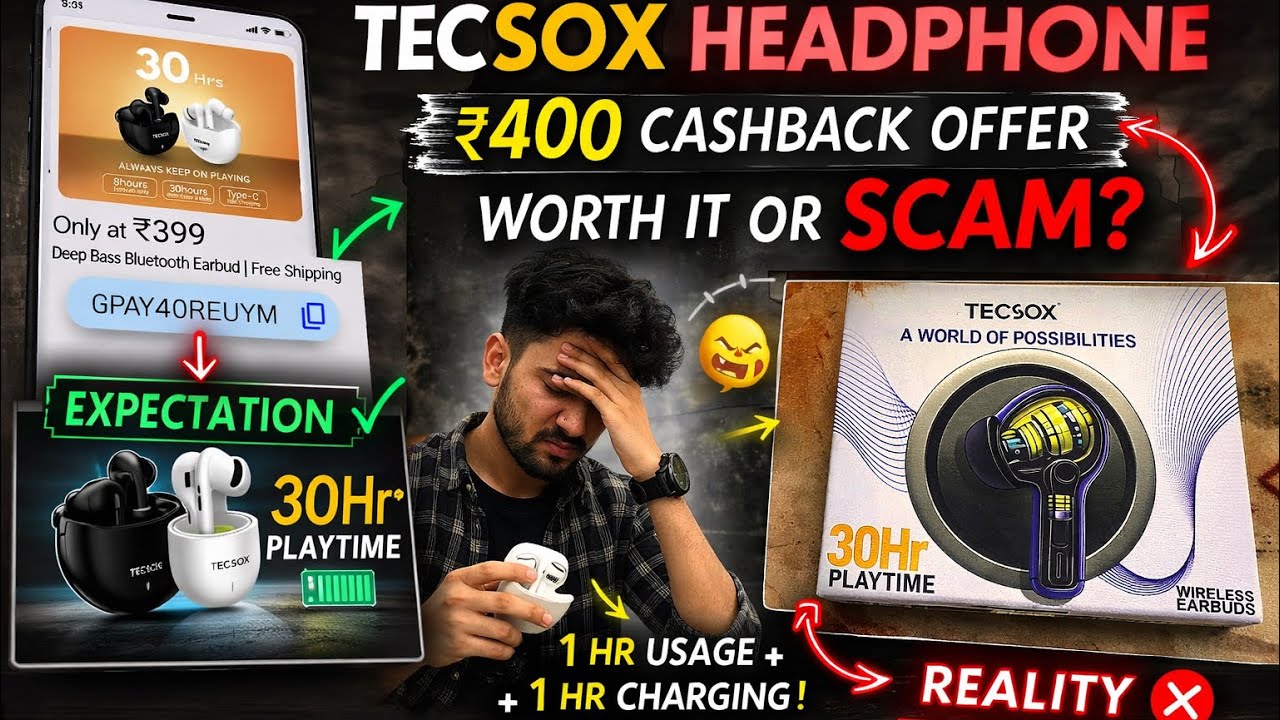 ₹399 TECSOX Earbuds 😱 || Reality Check 🔥👉 TECSOX Earbuds ₹2999 Review 😳 Worth It Ya Scam?
