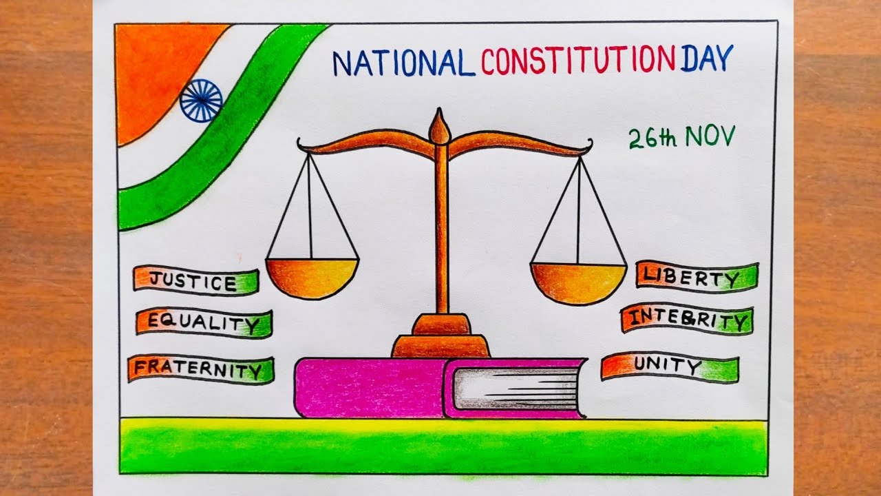 National Constitution Day Drawing / Indian Constitution Day Poster Drawing/ Constitution Day Drawing