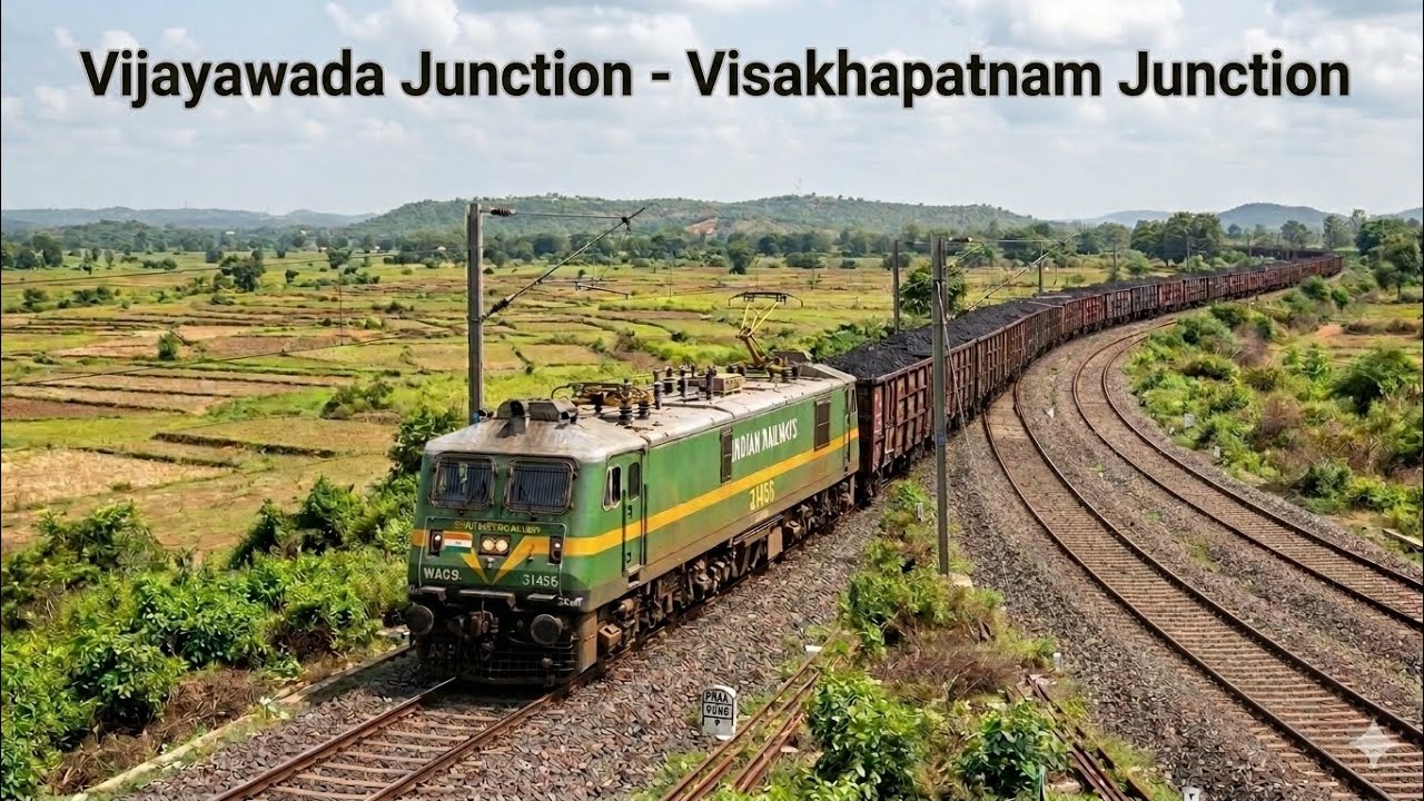 Vijayawada Junction - Visakhapatnam Junction | Indian Railway Freight Duty | WAG 9 Locomotive Engine