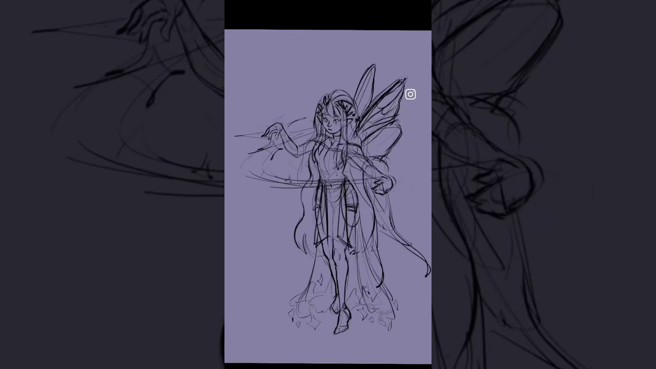 Process shots of my fairy drawing